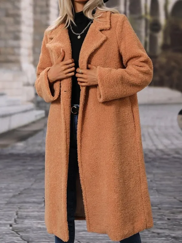 Shawl Collar Casual Fluff/Granular Fleece Fabric Teddy Jacket