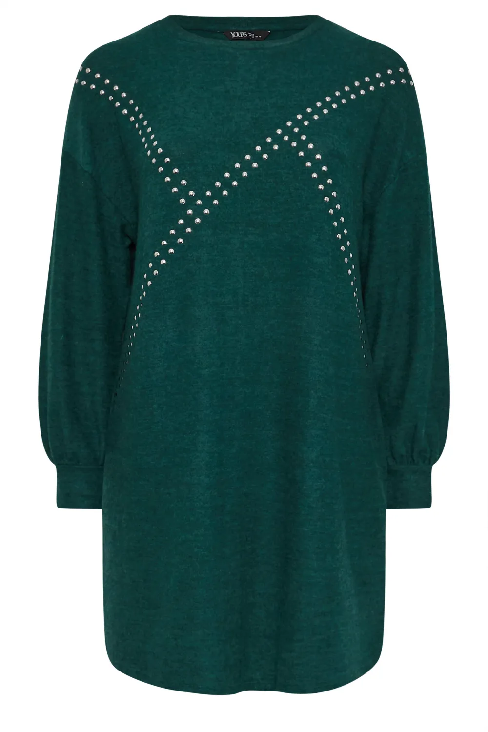 YOURS Curve Green Stud Jumper Dress