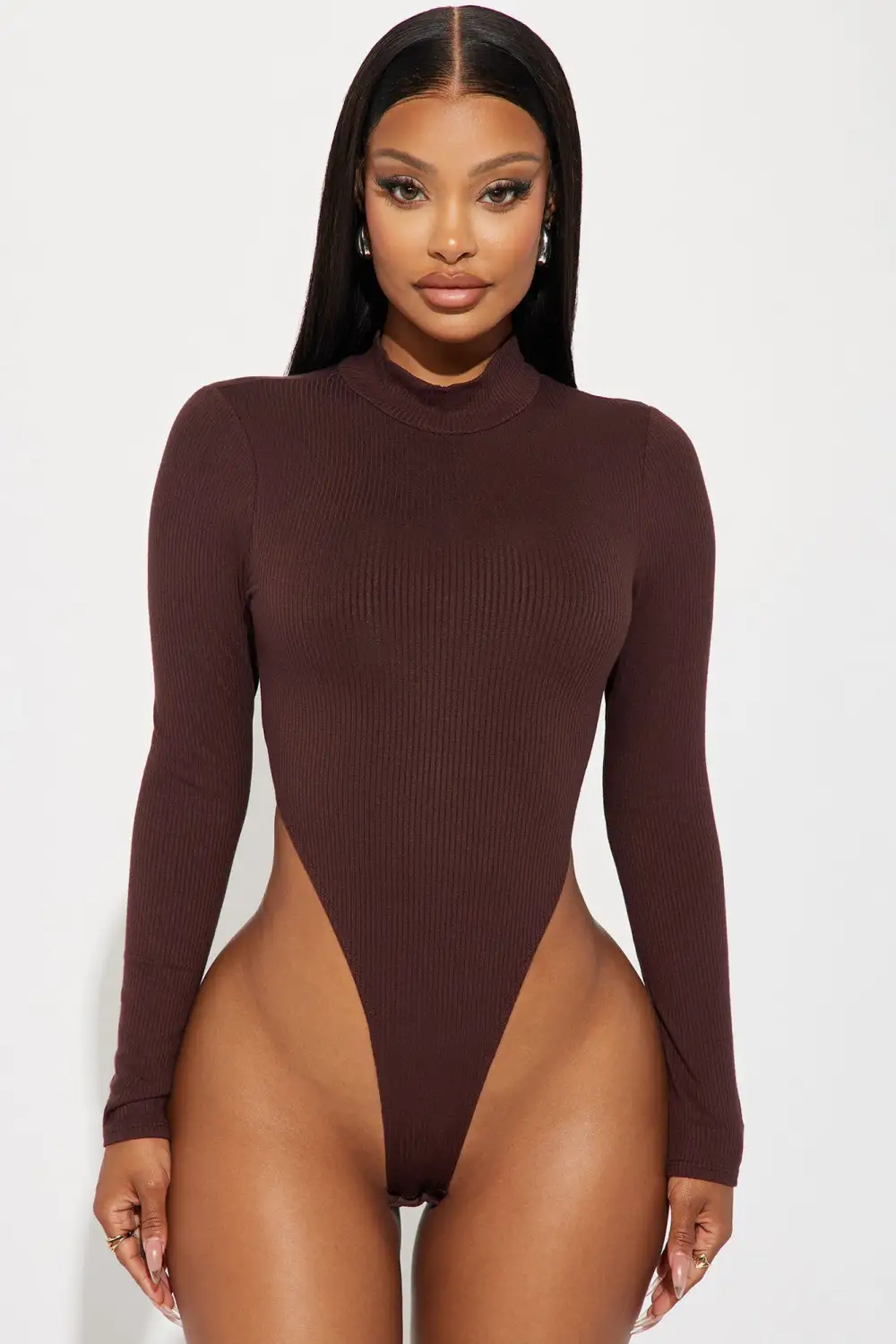 Nova Ribbed Bodysuit - Chocolate