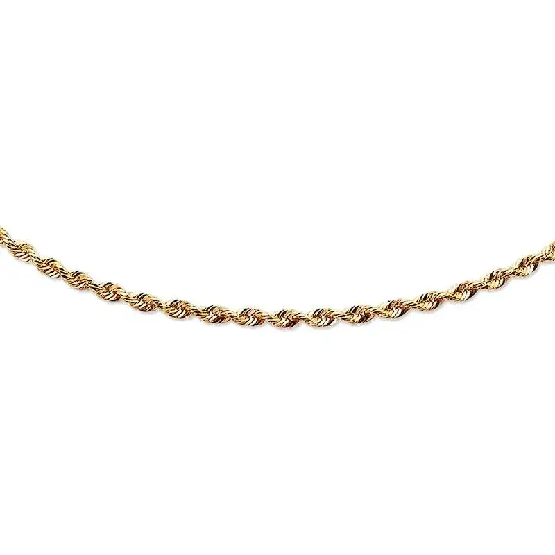 Solid Rope Chain Necklace 14K Yellow Gold 24