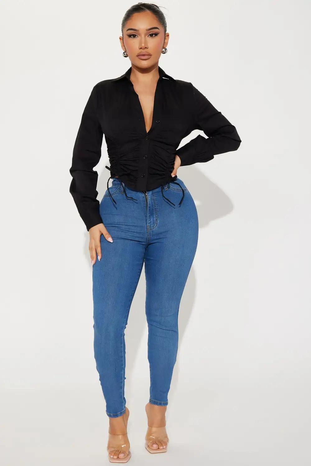 Thinkin' Of You Poplin Shirt - Black