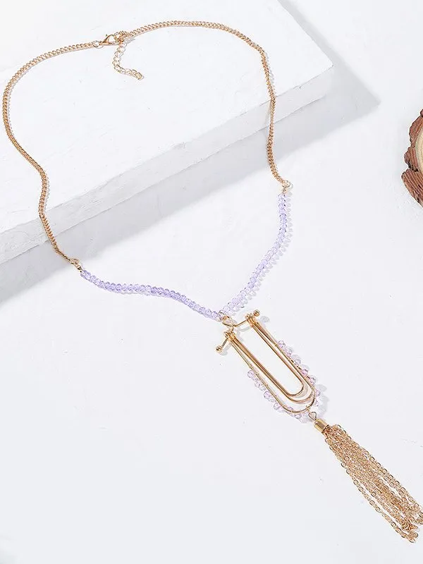 Banquet Party Long Beaded Tassel Crystal Sweater Chain Women Dress Dress Necklace