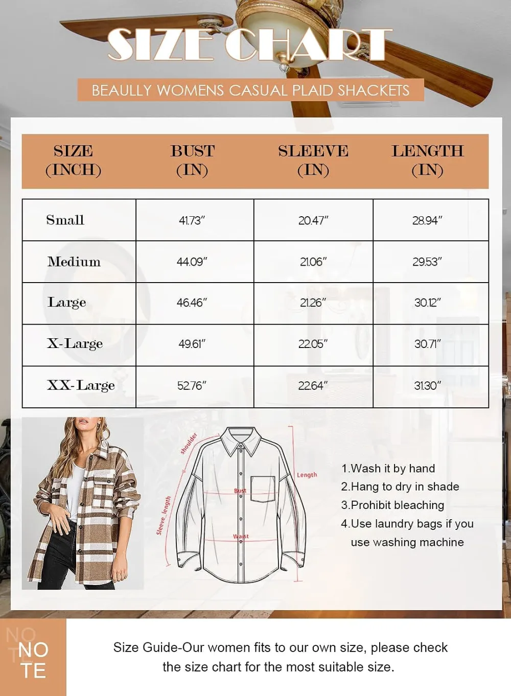 Women's Flannel Plaid Shacket Long Sleeve Button Down Chest Pocketed Shirts Jacket Coats