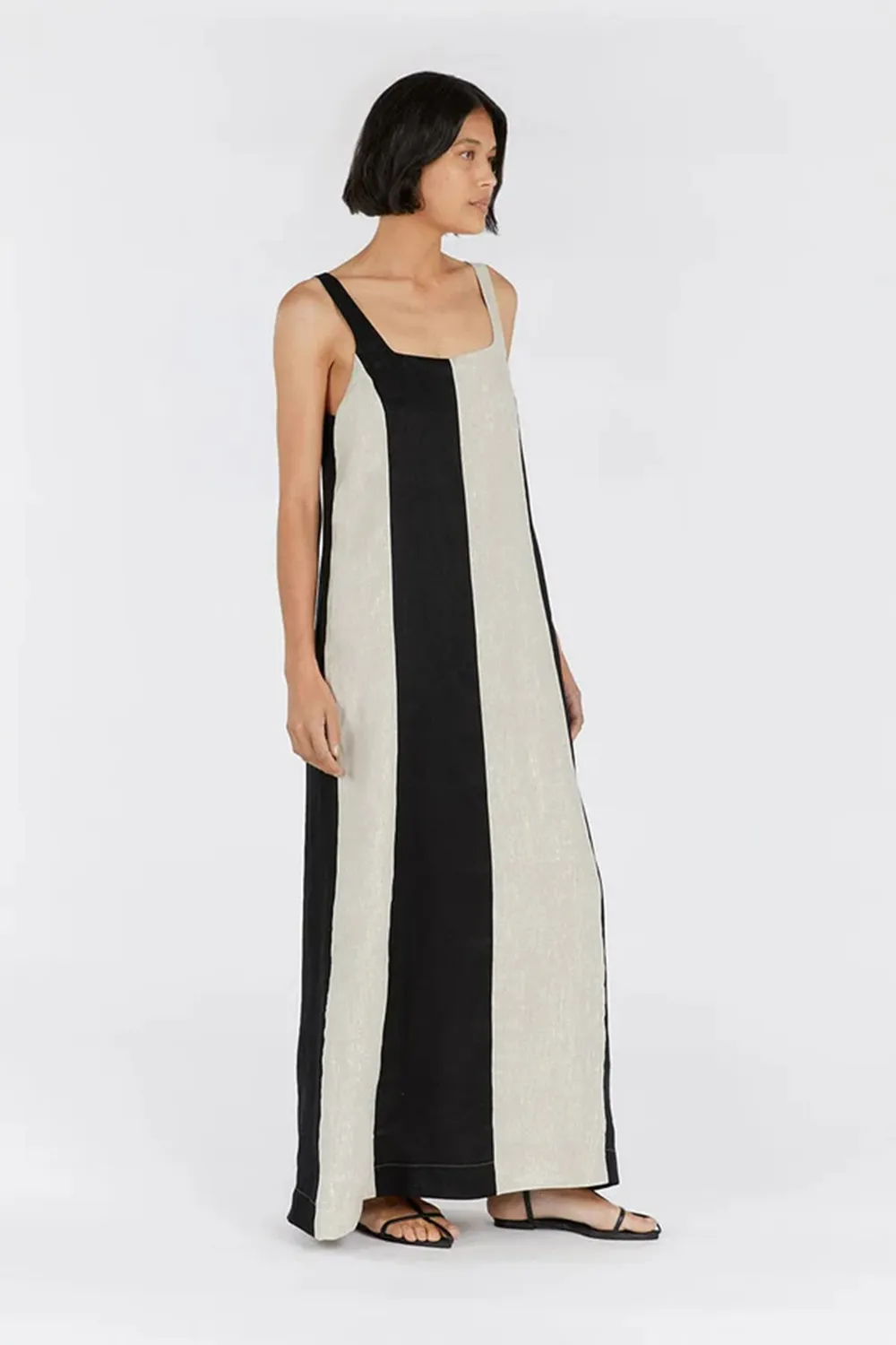 natural color block maxi dress