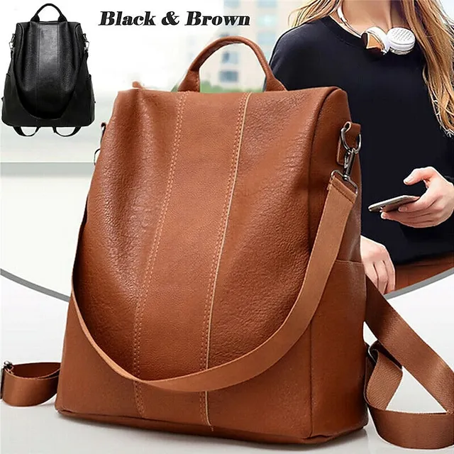 Men's Women's Handbag Nylon PU Leather Daily Holiday Zipper Adjustable Large Capacity Waterproof Solid Color Black Brown