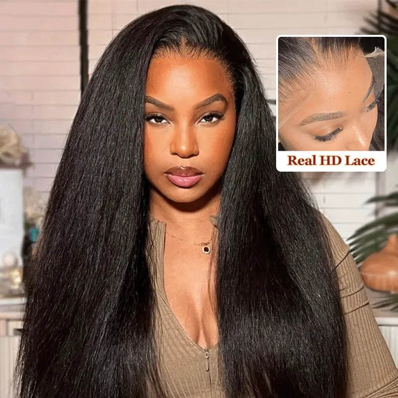 Kinky Straight 13x6 Real HD Lace Undetactable BlendAway Full Lace Frontal Wig 100% Virgin Human Hair
