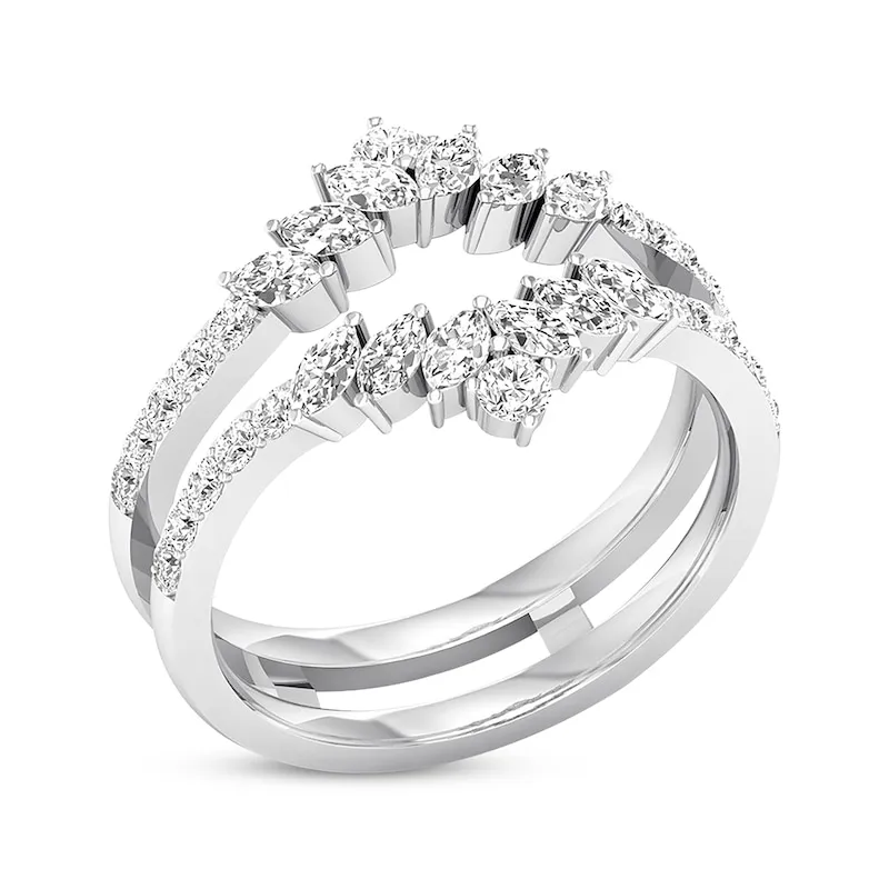 Diamond Enhancer Ring 3/4 ct tw Marquise/Round 14K White Gold