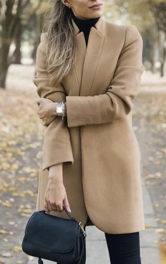 Women Plain Loose Casual Coat