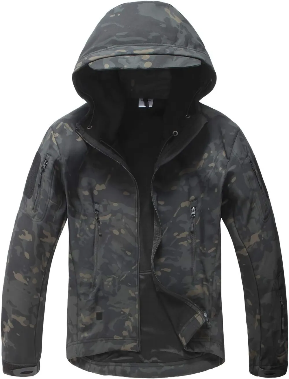 Men's Military Tactical Jackets Softshell Winter Warm Fleece Hooded Coat Outdoor Hiking Hunting Jacket
