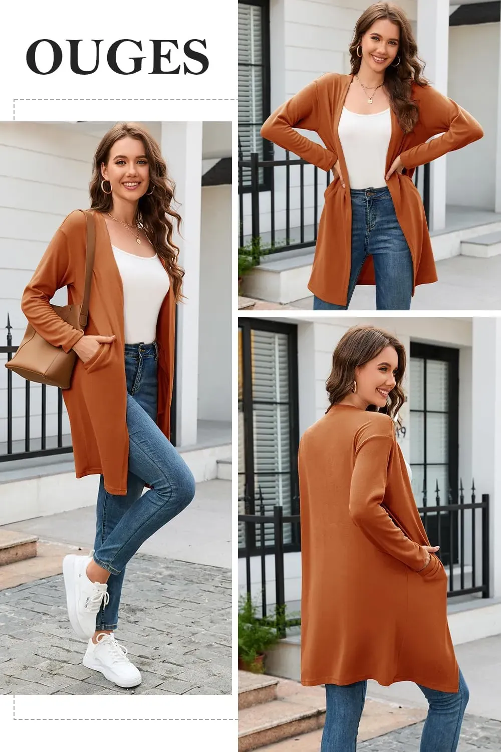 Women's Long Sleeve Lightweight Cardigan with Pockets Jacket