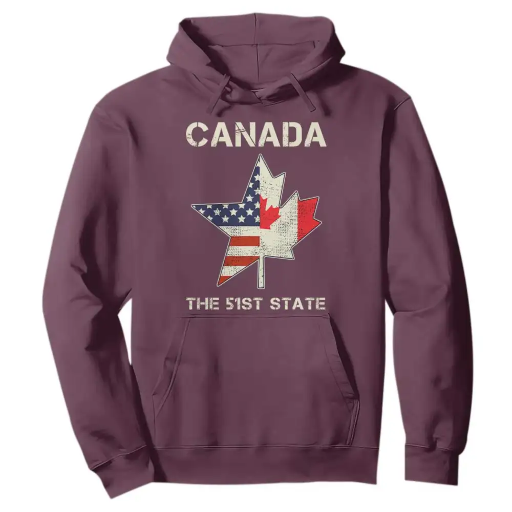 Canada The 51st State Hoodie Maple Canadian American Flag TS09
