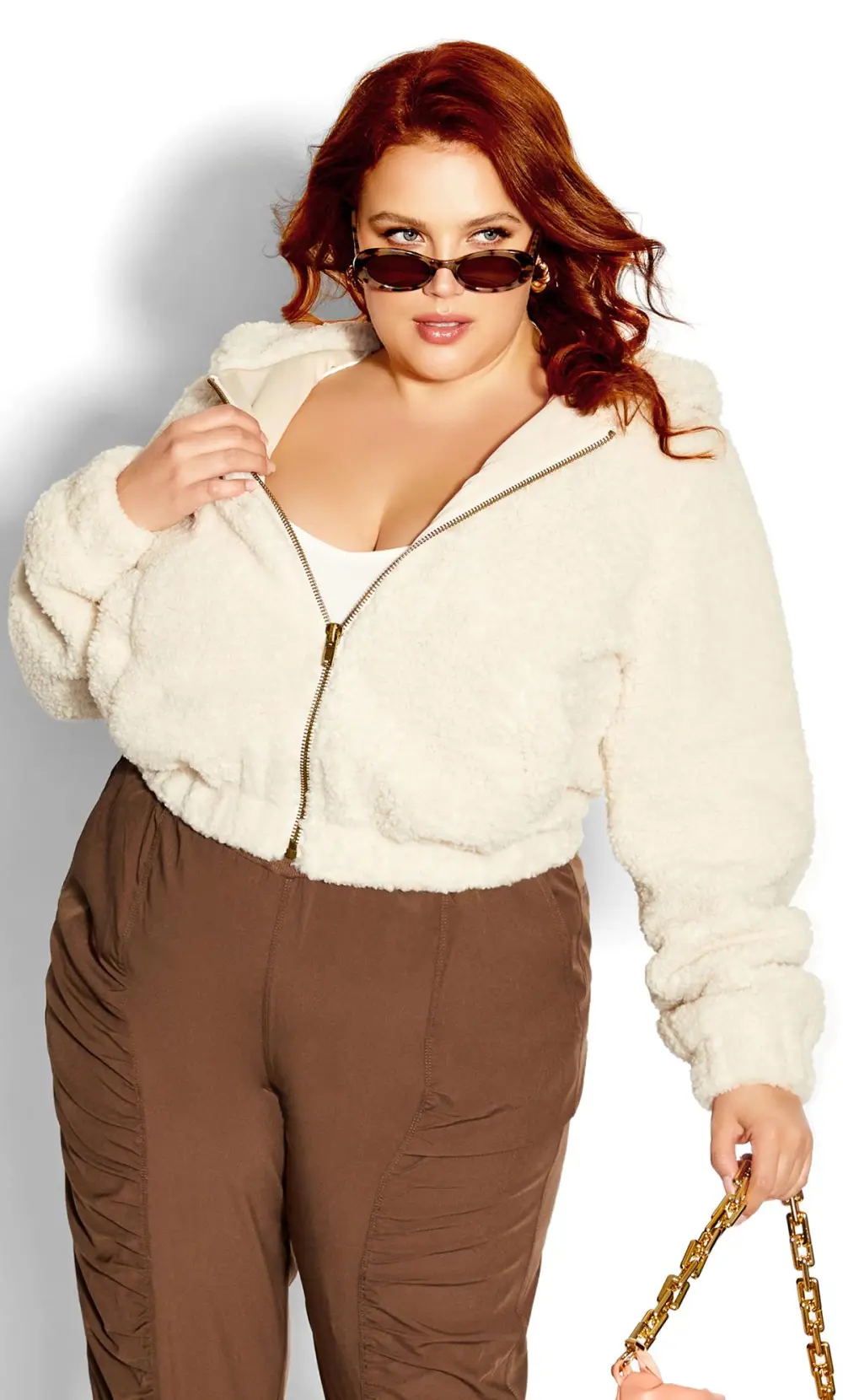 Evans Cream Fluffy Jacket