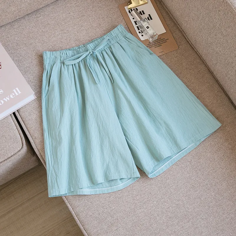Women's high waist wide leg plus size five-point pants