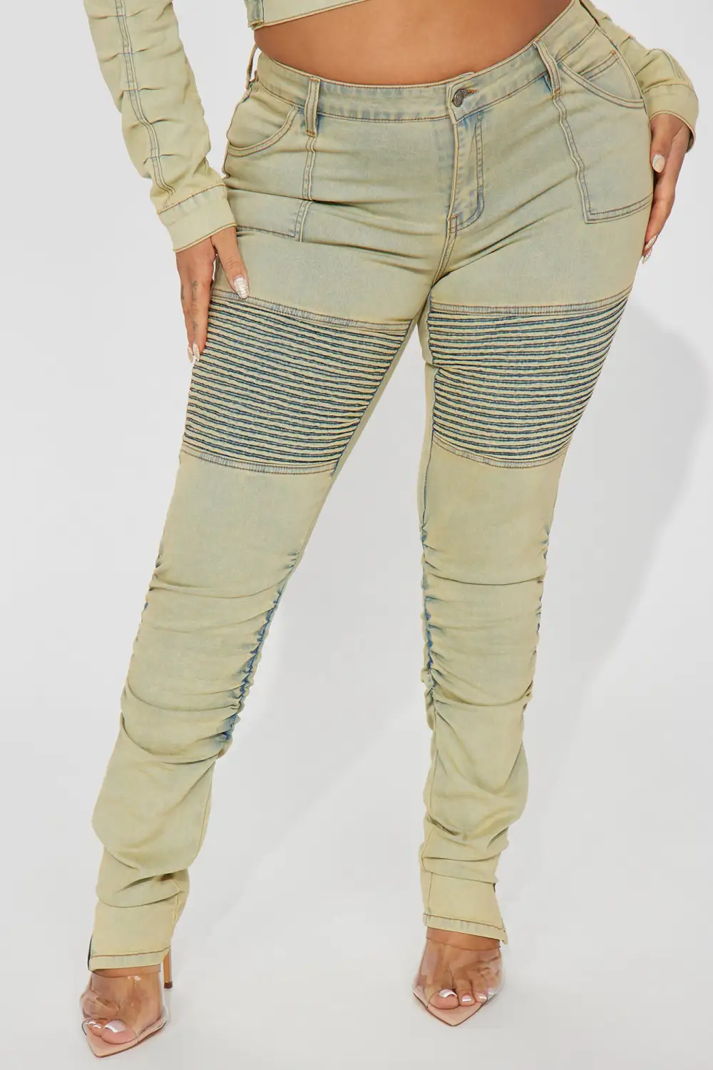 Frontrunner Tinted Stretch Moto Skinny Jeans - Light Wash