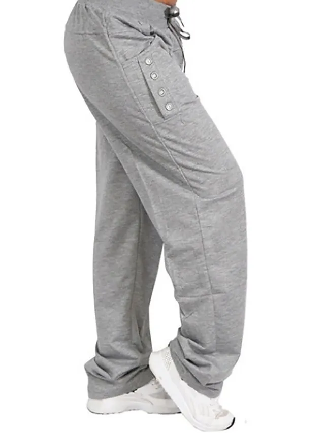 Women's Sweatpants Joggers Solid Black Dark Navy Light Grey Sporty Casual Lounge Daily Vacation Weekend Micro-elastic Full Length Solid Color L  4XL