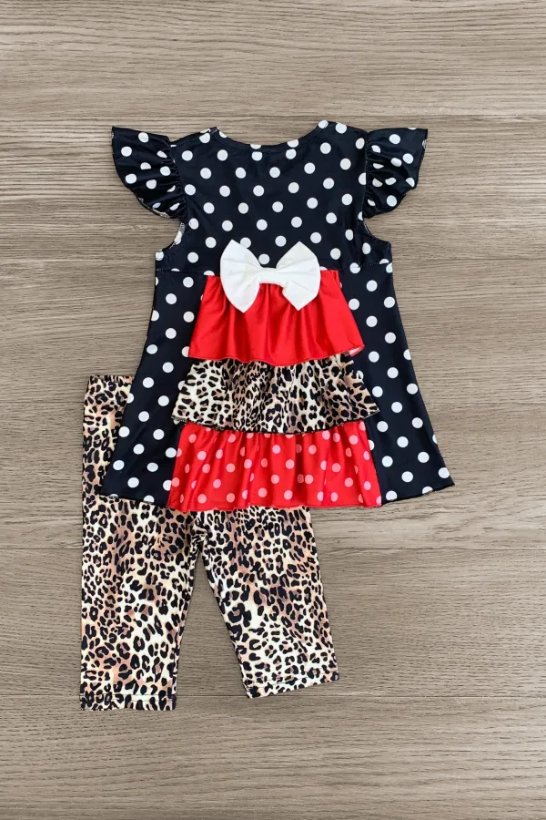 Leopard Polka Dot Apple Capri Set