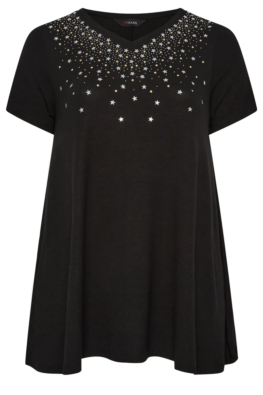 YOURS Curve Black Embellished Swing Top