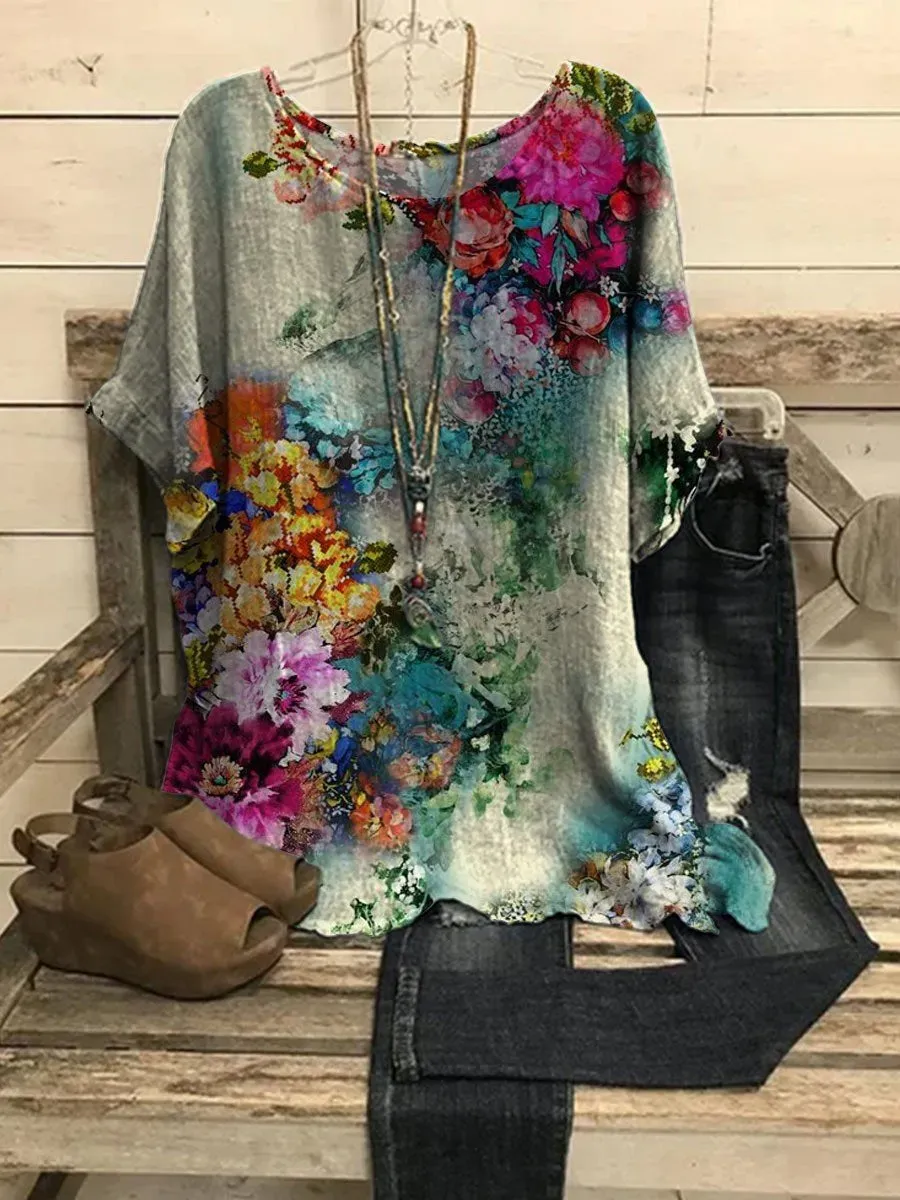 Women's Vintage Painting Casual Top