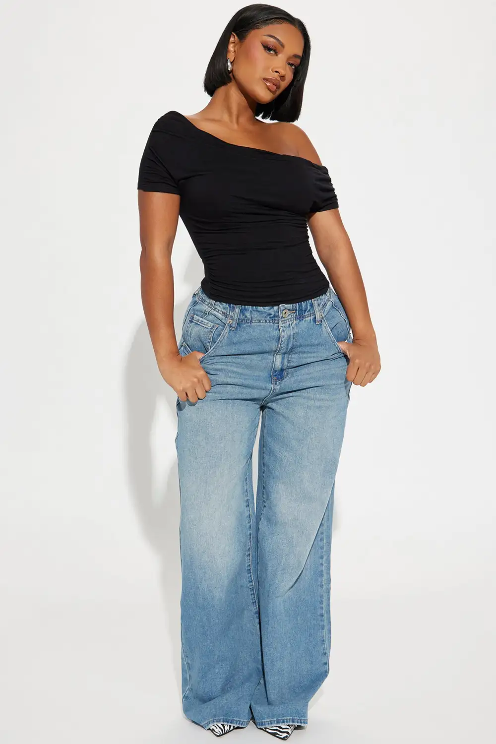 Oksana One Shoulder Top - Black