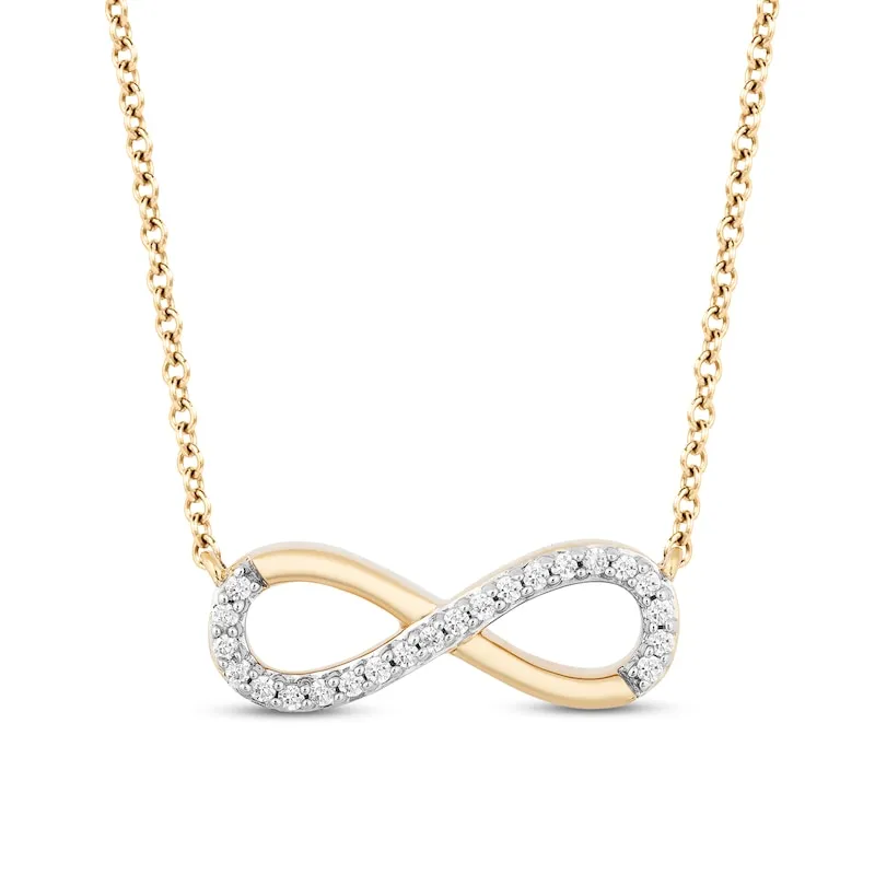 Hallmark Diamonds Infinity Necklace 1/10 ct tw 10K Yellow Gold 18