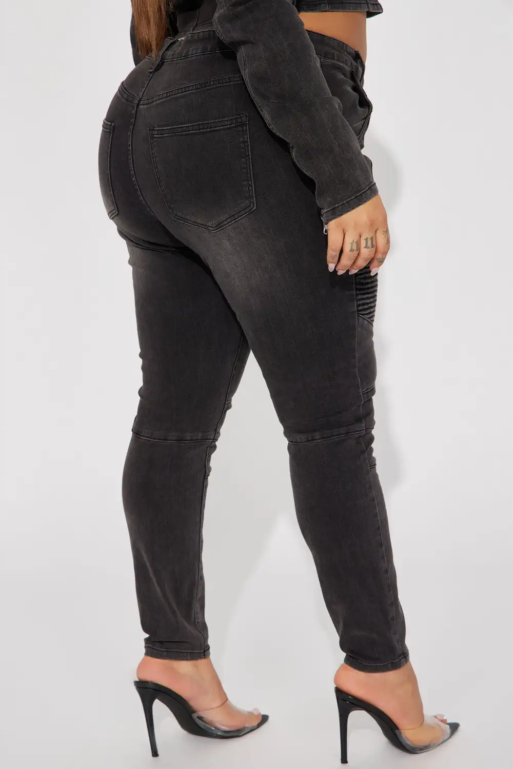 Skyline Drive Stretch Moto Skinny Jeans - Black Wash