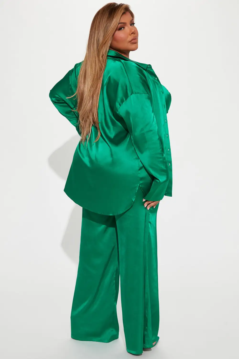 Sexy In Satin 3 Piece Pant Set - Green