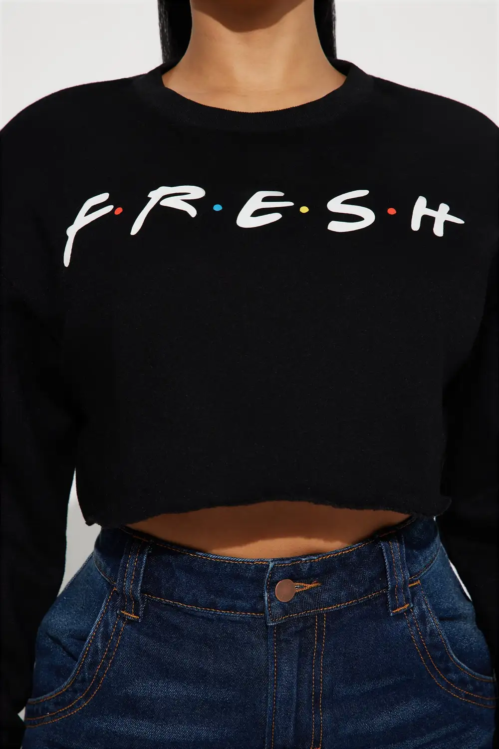 Keepin' It Fresh Cropped Sweatshirt - Black