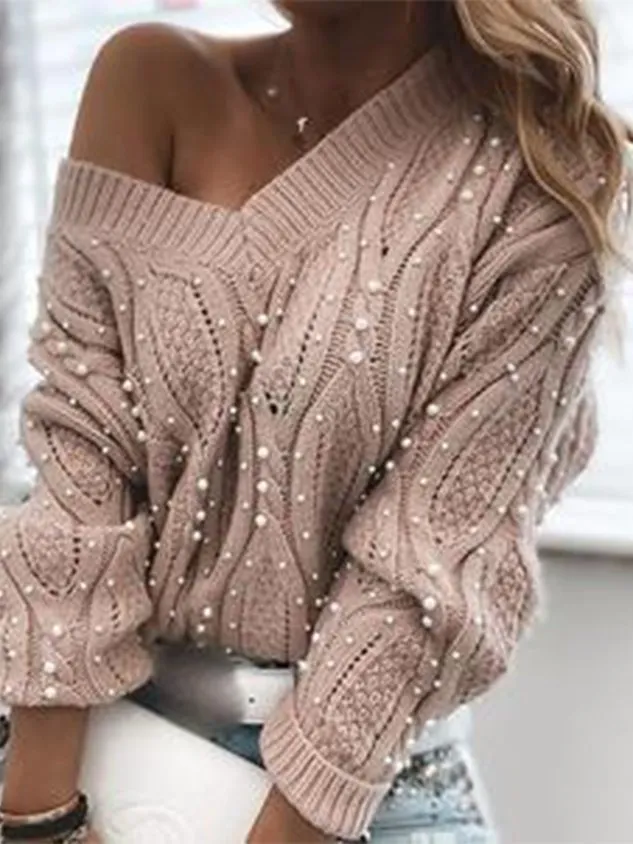 Jacquard Elegant Beaded Sweater