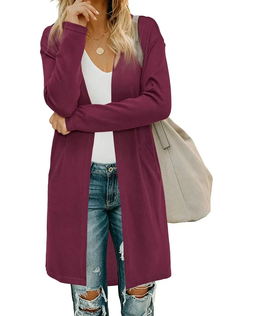 Women's Long Sleeve Lightweight Cardigan with Pockets Jacket