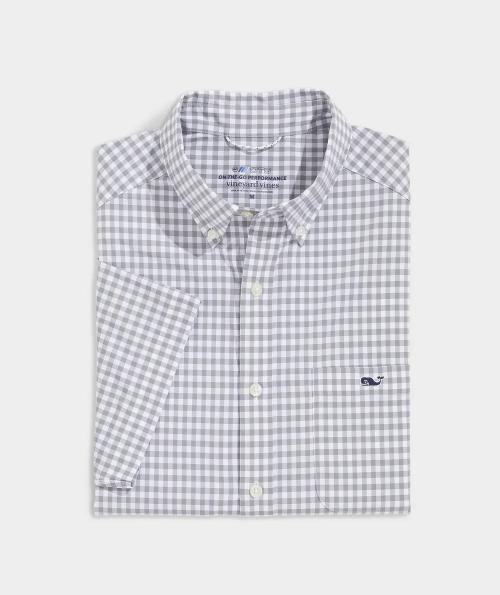 On-The-Go Nylon Short-Sleeve Gingham Shirt