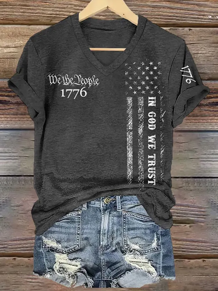 Women's In God We Trust We The People 1776 Short-sleeved T-shirt