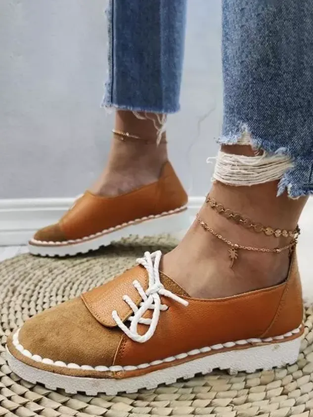 Women's Casual Vintage Round Toe Flats All Season Shoes