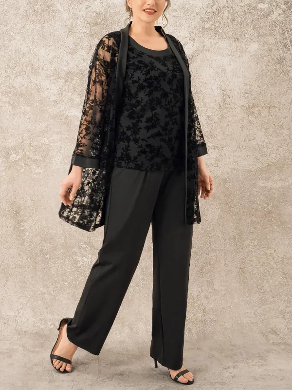 Sleeveless Printed Vest Solid Color Top Trousers Three-Piece Suit