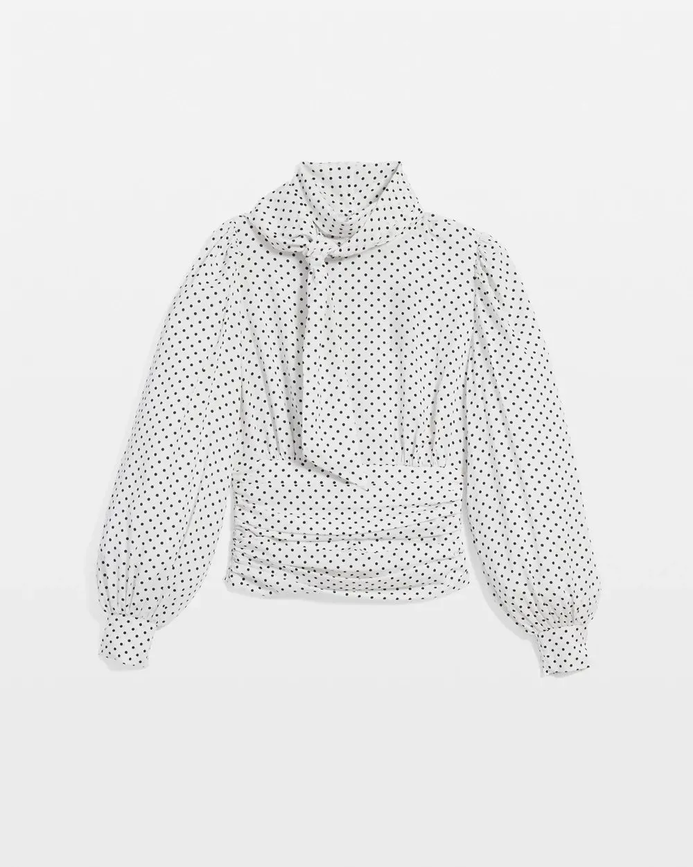 Tie-Neck Shirred Blouse