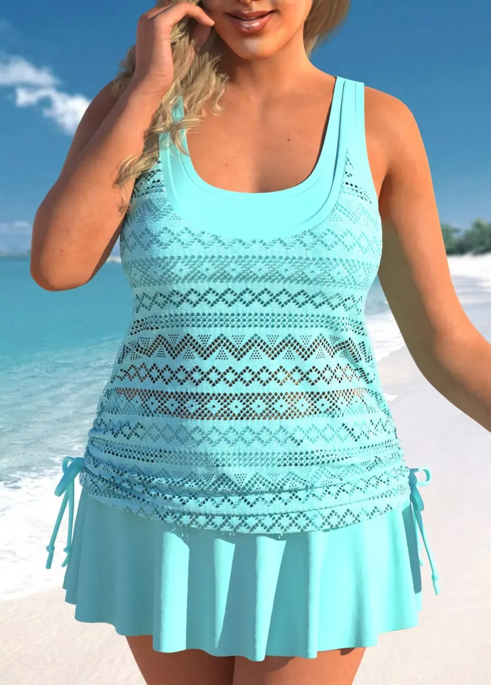 Circular Ring Mid Waisted Paisley Print Tankini Set