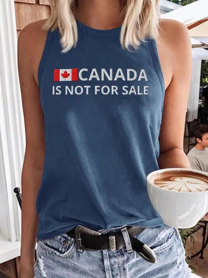 Women's Canada Is Not For Sale Print Crew Neck Tank Top