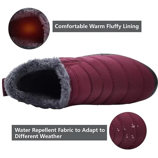 Women's Winter Warm Waterproof Ankle Boots, Insulated Fleece-Lined Non-Slip Snow Boots - Ideal for Outdoor Activities, Cold Weather, and Snowy Conditions