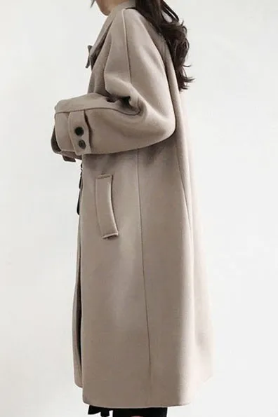 Solid Single Breasted Collar Coat