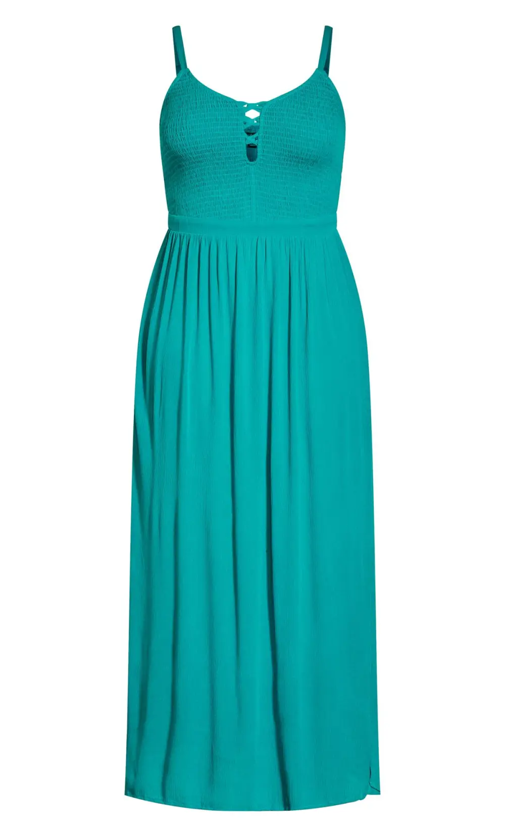 Evans Aqua Blue Shirred Maxi Dress