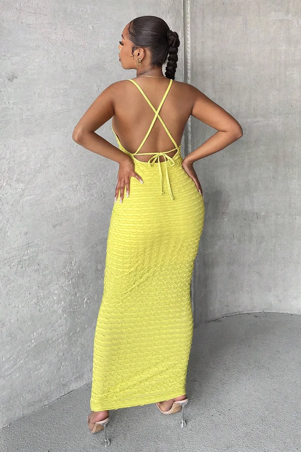 Crisscross Lace Up Backless Cami Dress