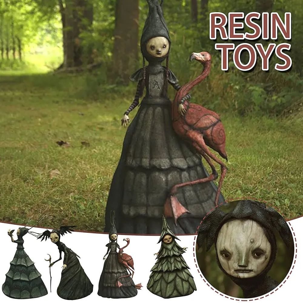 Halloween Witch Figurine Statue Resin Creepy Witch Sculptures Garden Decoration for Home Patio Yard Lawn Porch Garden Decoration