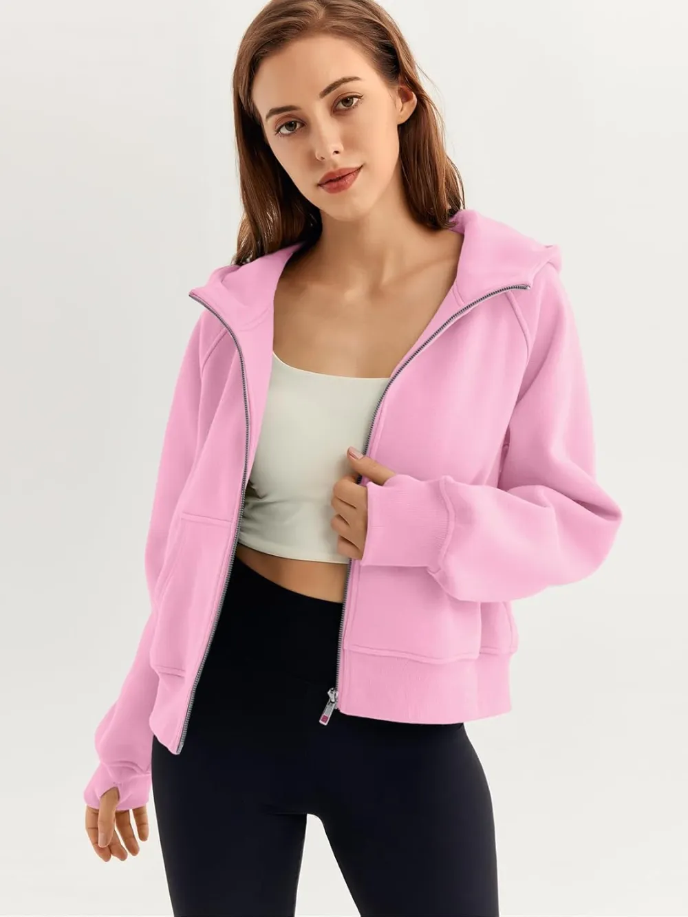 Womens Zip Up Hoodies Fleece Jackets Oversized Sweatshirts Fall Fashion Outfits 2024 Sweaters Winter Clothes