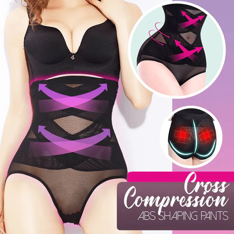 Crossover hip lift reinforced non-rolling non-marking tummy tuck