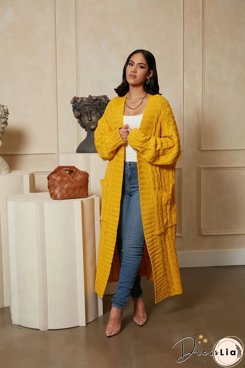 Winter Crochet Loose Long Twist Sweater Cardigan