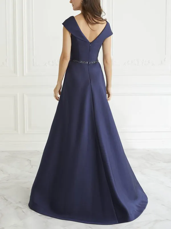 One-shoulder sleeveless temperament satin Mother of the Bride Dress
