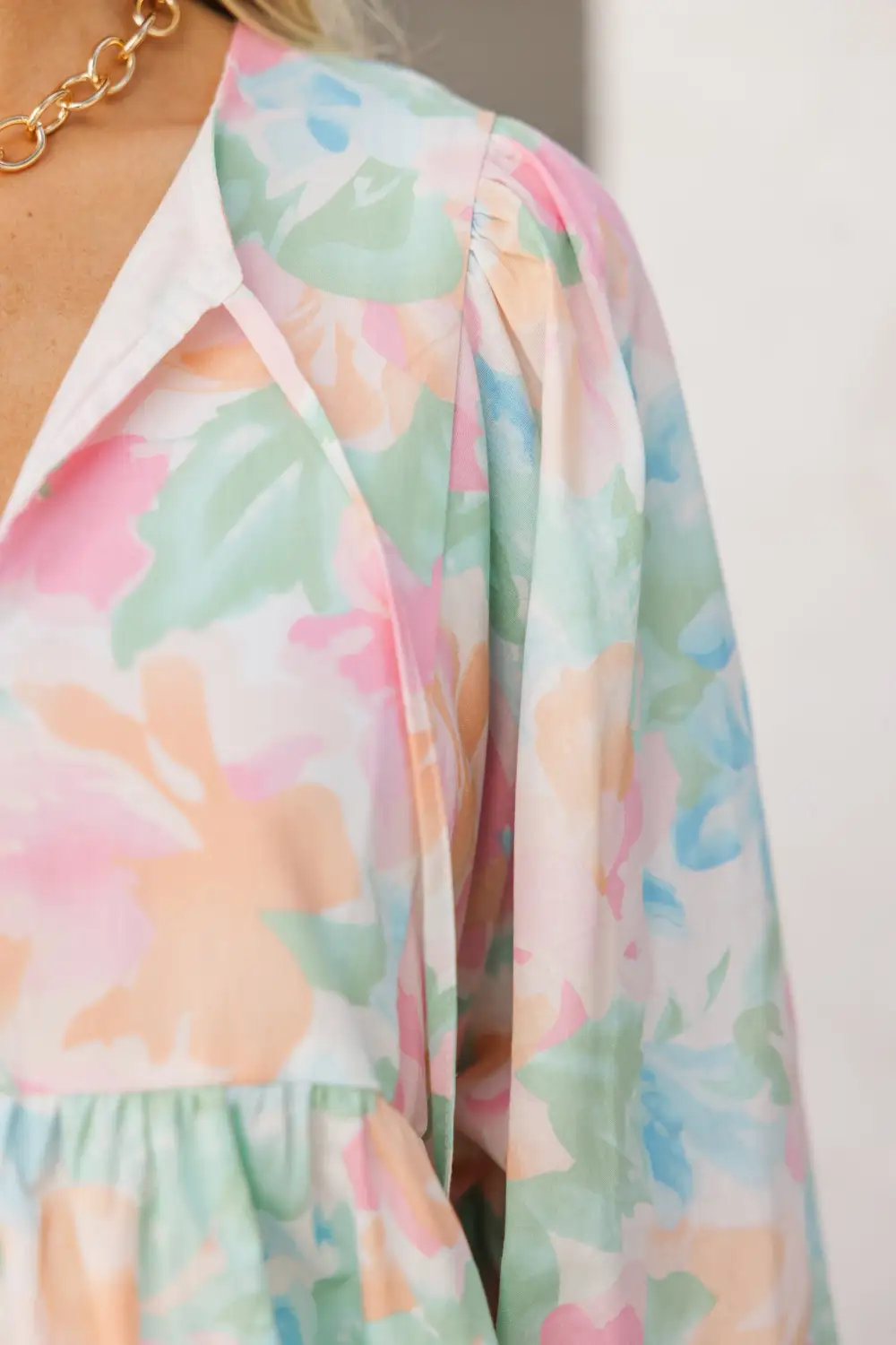 Through The Years Blue Watercolor Babydoll Dress