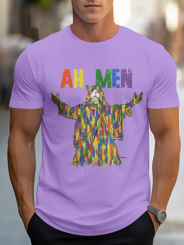 Men's Oh Men Pride Month Round Neck Short Sleeves T-Shirt