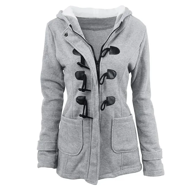 Women's Winter Coat Cropped Hooded Coat Thermal Warm Heated Jacket Fall Casual Street Jacket Long Sleeve with Pockets Black Army