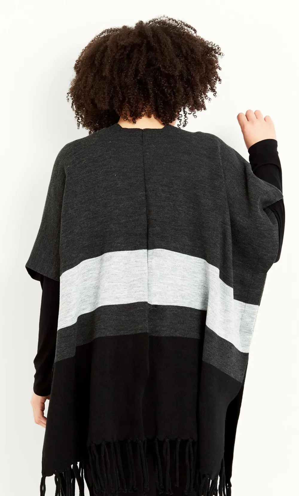 Evans Grey Colour Block Wrap Cardigan