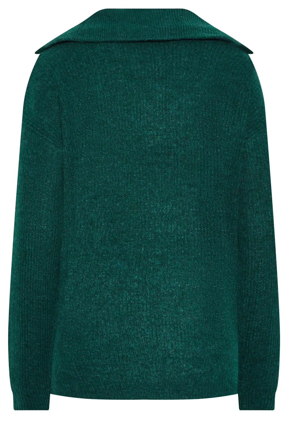 LTS Tall Dark Green Marl Zip Funnel Neck Jumper